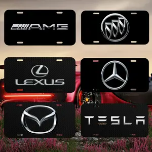 Luxury & Sports Car Emblem License Plates, Custom Metal Logo Plate Covers for Vehicles