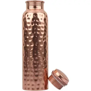 Copper Water Bottle - 34 oz Extra Large - Handcrafted Pure Copper Drinkware - Traditional Metal Bottle