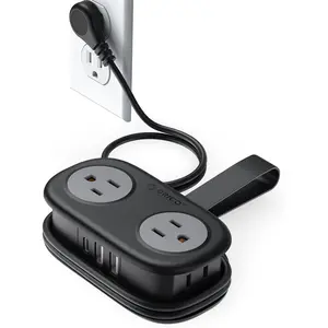 Travel Power Strip, ORICO 4 Outlets 3 USB Ports (1 USB C) with 4FT Wrapped Short Extension Cord Small Power Strip, Compact for Hotel Travel Essentials Cruise Approved-Black