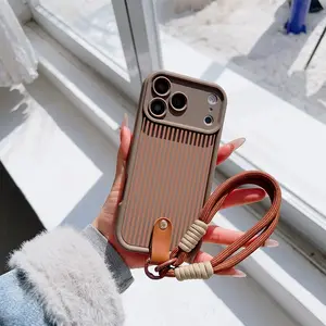 Convenient Lanyard Phone Case with Wrist Strap Striped, Tpu Anti-Drop Protection for iPhone 6/7/8/x/11/12/13/14/15/16/17 Pro Max