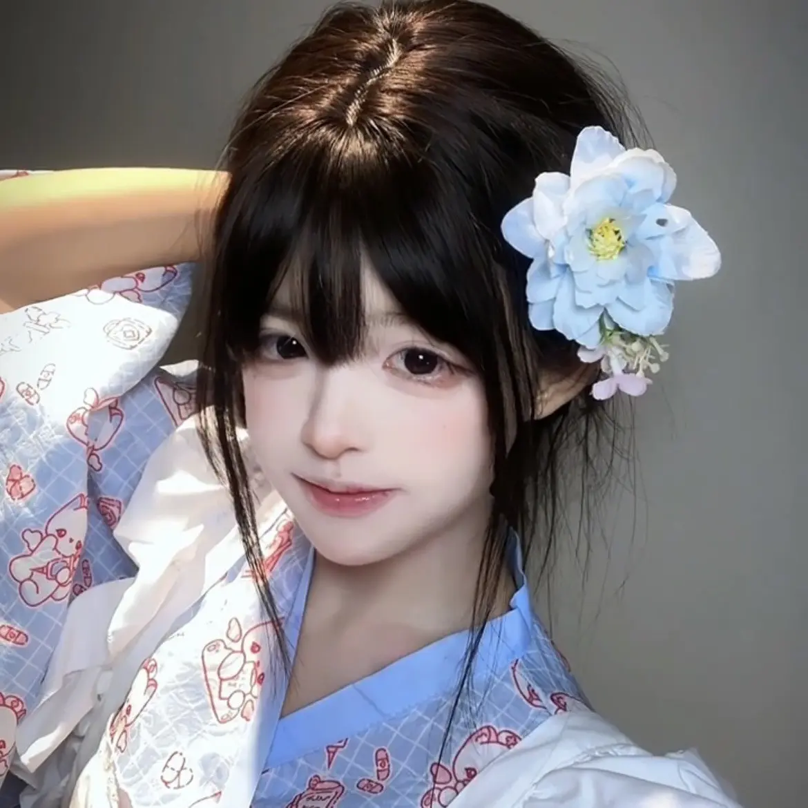 Sky blue powder flower hairpin (EA0131)