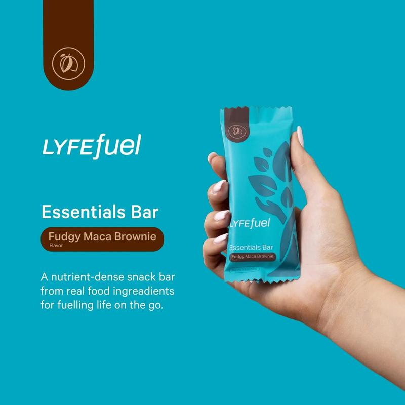 Essentials Bar Fudgy Maca Brownie: Wholesome Nutrition & Plant Protein for Satisfying Hunger Chocolate Choco