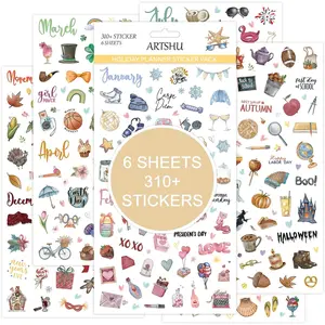 Planner Stickers, Artshu Calendar Sticker - Over 310 Daily Holiday Seasonal Planner Stickers, Ideal for Planner and Calendars, Scrapbooks, Journals