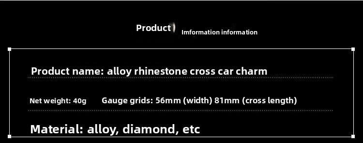 Alloy Crystal Diamond Pendant, Cross Car Ornament, Peace Pendant, Car Interior Decoration