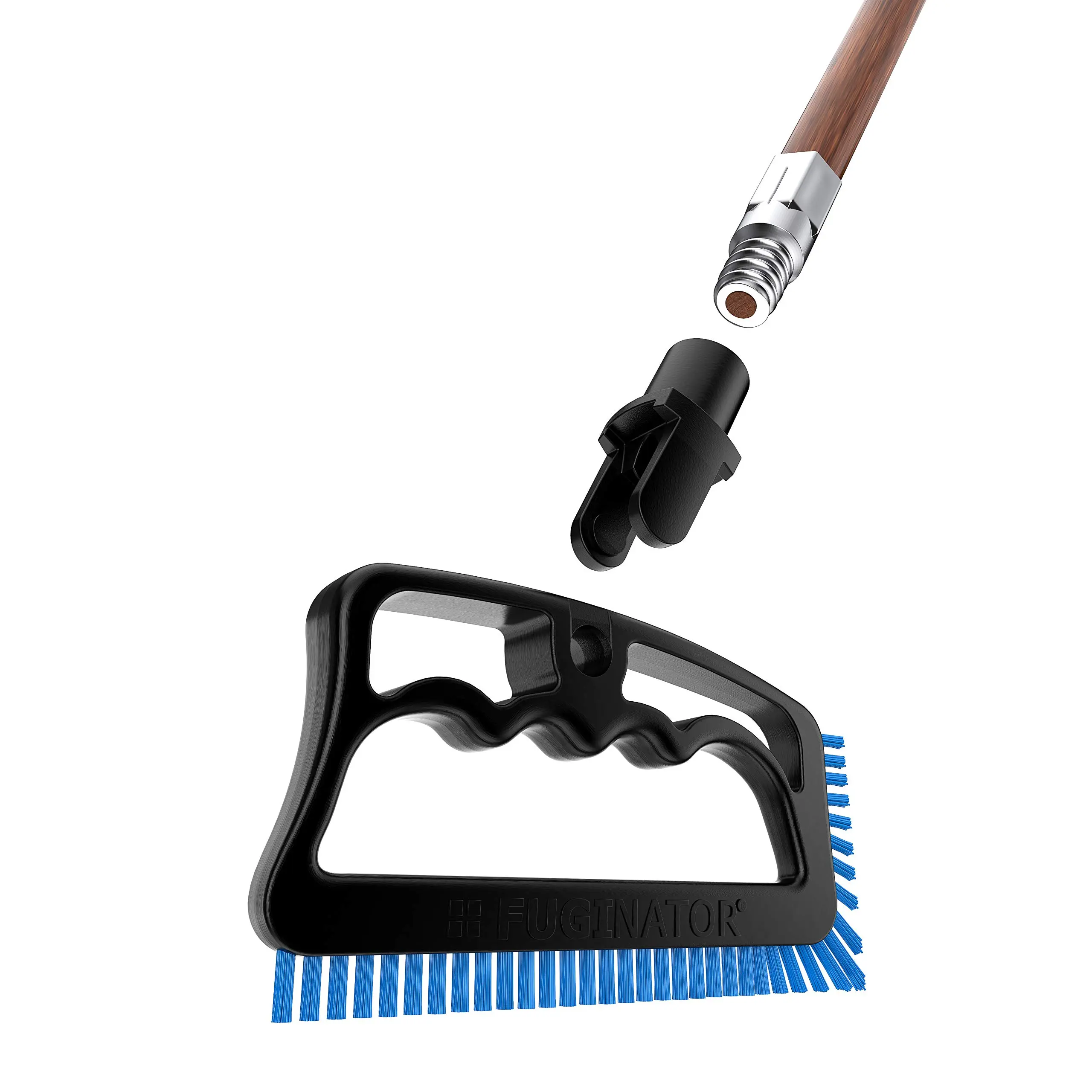 Fuginator Scrub Brush for Tile & Grout: Stiff Nylon Bristle Scrubbing Brush & Handle Connector - Bathtub/Shower Scrubber for Floor Joints - Cleaning Brushes & Supplies for Bathroom & Kitchen