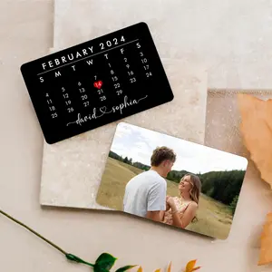 Custom Metal Photo Wallet Card: Personalized Anniversary Gift for Him, Boyfriend, Husband, Calendar Insert Card with Picture