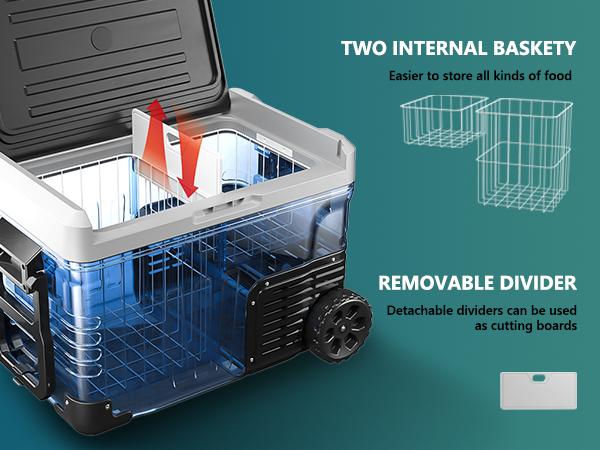 EUHOMY 12V Refrigerator (24/37/53Quart /23L/35L/50L) supports 12V/24V DC & 110-240V AC. Portable with -4°F~68°F range, it features wheels, 2 baskets, and large cooling zone. Ideal for RVs, travel, Truck, Boat EUHOMY 12V Refrigerator (24/37/53Quart /23L/35L/50L) supports 12V/24V DC & 110-240V AC. Portable with -4°F~68°F range, it features wheels, 2 baskets, and large cooling zone. Ideal for RVs, travel, Truck, Boat