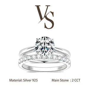 [Venus Jewelry]Synthetic Mossianite 2 CCT Round Cut Princess Double Set Twist Design Solid Silver 925 Ring