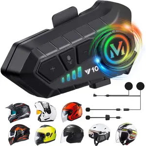 Motorcycle Helmet Speakers High Battery Life Helmet Headphone IPX6 Automatic Answer/Call Music Control/Intelligent Noise/Wake up Siri, 2 Different Types of Mic - Compatible with All Helmets