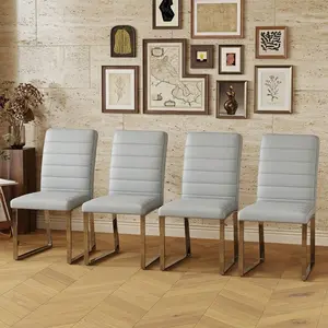 Modern Dining Chairs Set of 2/4/6, Faux Leather Upholstered Kitchen Chairs, Padded Seat Armless Dining Room Chair with Metal Leg, For Dining Room,Kitchen, Living Room summervibes