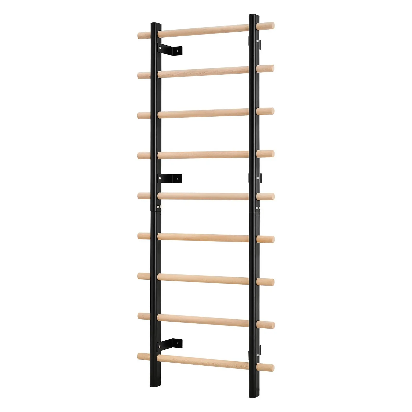 【Summerfinds】VEVOR Wall Mount Swedish Ladder Wall Gym, 9-Level Suspension Trainer, 330LBS Load Capacity Solid Wood-Carbon Steel Stall Bars, 3.15x3.15-Inch Power Rack Accessory-Compatible, Multi-Purpose Home Workout Equipment for Gymnastics & Core Workouts