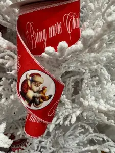 “Dear Santa, Bring More Chickens” Christmas Ribbon – 2.5" x 10 Yards