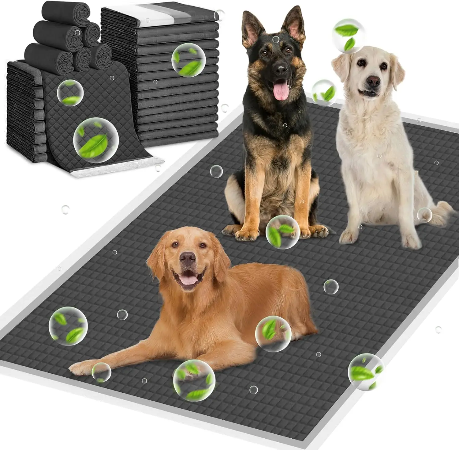 Extra Large Odor-Control Super Absorbency Charcoal Pee Pads for Dogs,Leak-Proof Pet Training Pee Pads,Thicken Disposable Potty Pads Puppy Training Pad