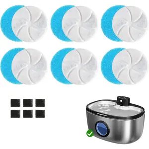 Water Fountain Filter: Replacement for ZCW001, 6 Pack Pet Water Fountain and Pump Filters for Cats & Dogs, 5-Layer Activated Carbon Filters