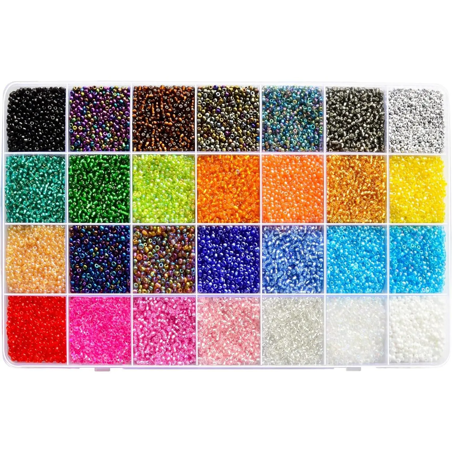 26000 count 2mm Glass Seed Beads Kit - 28  Colors Small Beads Set for  Making, DIY Bracelets, Necklaces, Earrings, Craft Projects