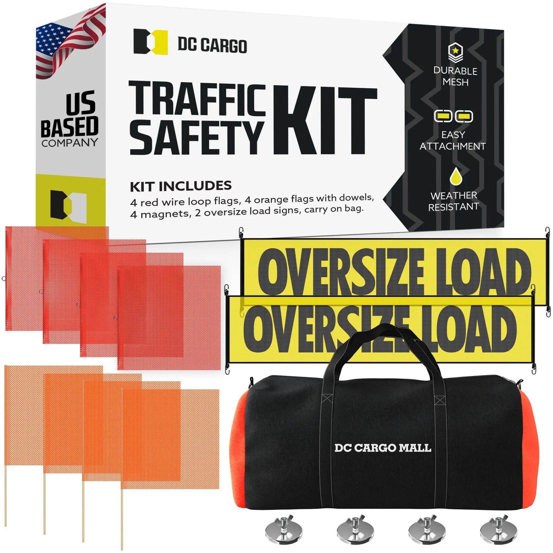 Bdf Load Card Oversize Load Sign, Flags and Mounting Magnets, with Carry Bag - Safety ...