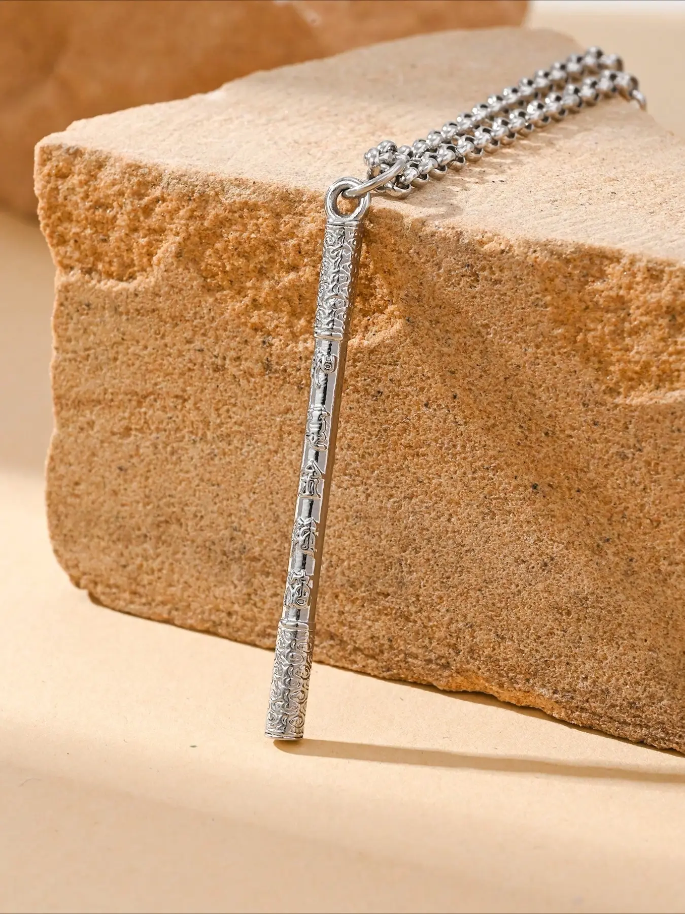 1 Piece of Retro Creative Sun Wukong Ruyi Gold Hoop Pole Pendant Stainless Steel Men's Necklace