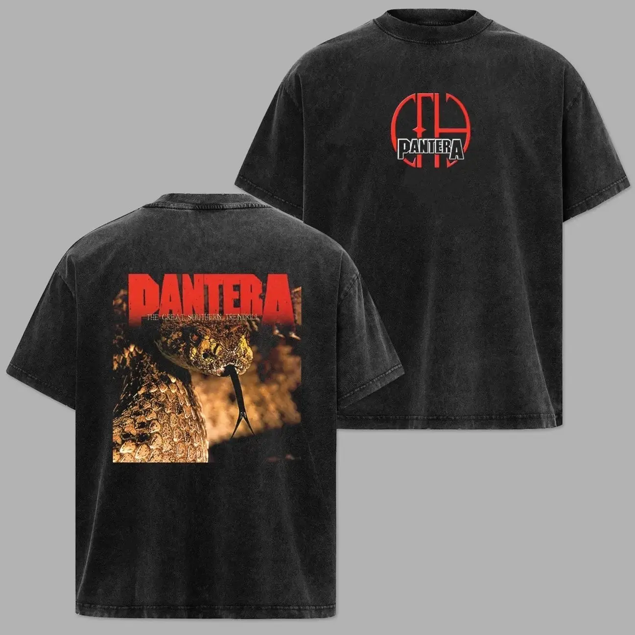 Pantera Band Tour Double-Sided Washed Tee & Hoodie, metal band shirt, rock tour t-shirt, alternative band merch, trending t-shirt, 90s graphic tee, vintage graphic tee, grunge aesthetic shirt, classic rock merch Menswear KY2