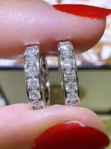 Fashionable Elegant Artificial Zirconia Decorated Hoop Shape Earrings, Fashion Jewelry for Party, Daily Clothing Decor, Trendy All-match & Exquisite Jewelry for Birthday Gift, Dainty Fashion Jewelry