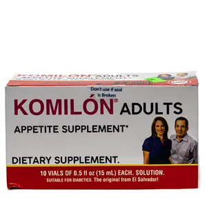 Komilón Liquid Adult Vitamin Supplement with Zinc, Healthcare Nutrition Dietary Support – 10 Vials (15 mL Each)