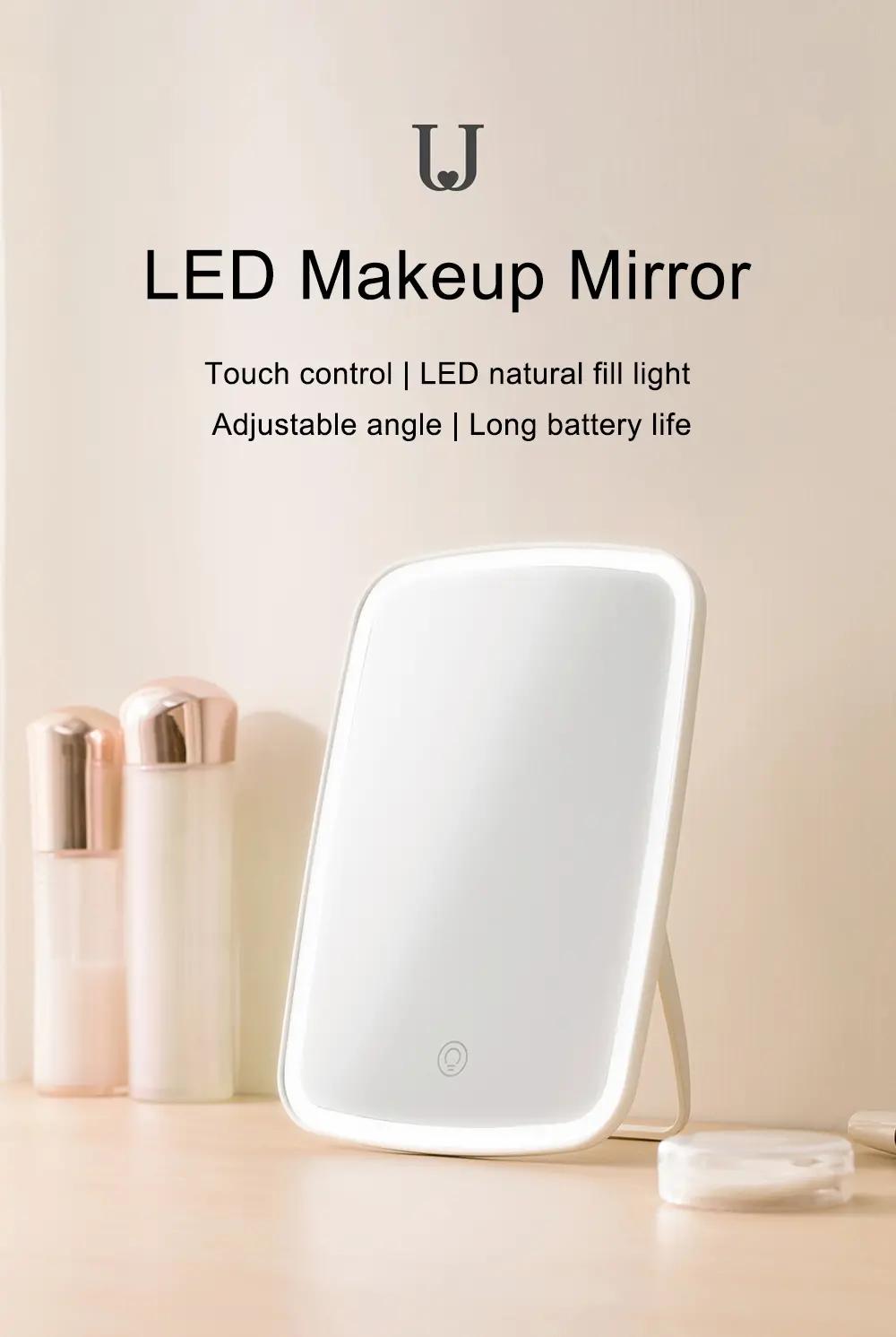 Jordan judy LED makeup mirror Monochrome/Tri Color Intelligent portable desktop led light rechargeable folding light mirror