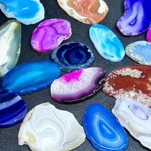Natural Colored Agate Irregular Polished Pieces - Energetic And Spiritual Home Decoration Coasters - Handmade DIY Crystal Gifts
