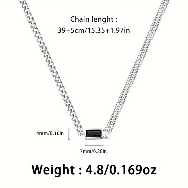 S925 Trendy Synthetic Obisidian Necklace, Stylish and Elegant Chain Jewelry for Women & Men's, Hip Hop Style Unisex Female Birthday Valentine's Day Gift, Dialy Wear and Party Jewelry