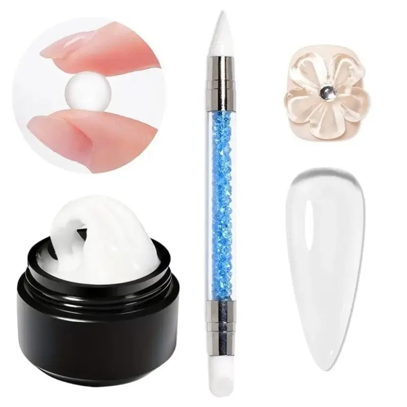 5ML Non-Stick Solid Gel Nail Polish Set, Double-Headed Pen, 3D Polygel Nail Kit, DIY Nail Art Manicure at Home, Nail Embossing & Shaping, Non Sticky Polygel, Nail Art Products