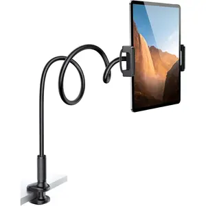 LAISHI Gooseneck Tablet Mount Holder for Bed - Flexible Tablet Arm Clamp for Bed Compatible with Pad Mini 7.9, Air 9.7, Pro 10.5, Kindle, Switch, Galaxy Tabs, More 4.7-11" Device - Black   \  soporte Flexible ipad phone