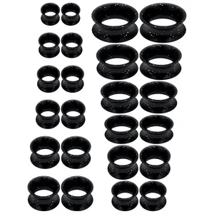 Silicone Ear Gauges Set 10g 8g 6g 4g 2g 0g 00g 12mm 14mm 16mm 18mm 20mm Ultra Thin Flexible Plugs Tunnels Earrings Flesh Expander Stretching Kit Gauge Earlets For Women Men