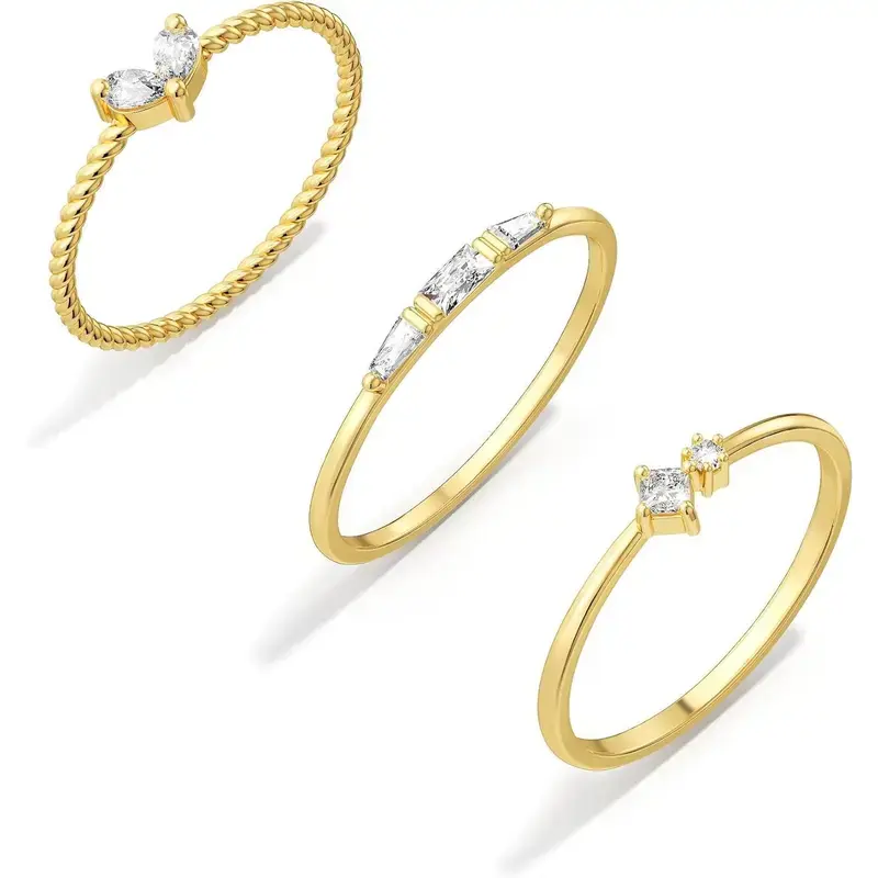 Non Tarnish 3PCS Thumb Rings Set Dainty Thin Stackable Ring Sets For Women Trendy Jewelry Size 5 For Fashion For Valentine's Day