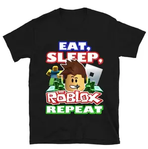Eat, Sleep, Roblox, Repeat Tee, Nostalgic Gaming Graphic Shirt, Iconic Roblox Artwork, Crew Neck Style, Trendy Short Sleeve T-Shirt, Unisex Menswear and Womenswear Top