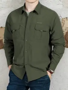 Men's Long Sleeve Casual Button Collared Shirt, Button Front Shirt, Perfect for Daily Outings, Street Style, Comfortable and Stylish, Ideal for All Seasons
