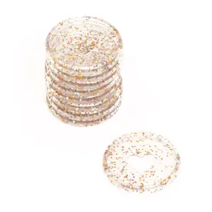 Plastic Glitter Disc Rings M with Die Cut Heart for Scrapbooking Binding for Planners, Notebooks or Albums| Pack of 9 pcs.of 35 mm - Gold, Turquoise and Pink Colour