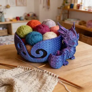 This 3D-Printed Dragon-Shaped Multi-Functional Storage Bowl Can Hold Yarn Balls, Candies, And Other Miscellaneous Items. It'S Suitable For Storing Items On A Living Room Coffee Table And Is Also Great For Knitting Enthusiasts