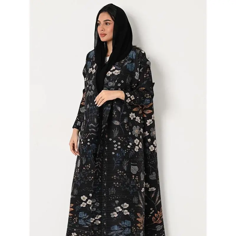 Dubai Abaya Luxury Evening Coat For Women Formal Robe Eid Abaya Ramadan 2025 Female Pleated Cardigan Long Sleeve Trench Coats Dubai Abaya Luxury Evening Coat For Women Formal Robe Eid Abaya Ramadan 2025 Female Pleated Cardigan Long Sleeve Trench Coats