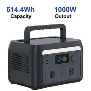1000W Portable Power Station 614Wh Solar Generator, Expandable to 4.2KWh, LFP Battery,  AC USB-C Output, 1.5 Hr Fast Charge for Home backup, Camping, Emergencies, Power Outages, RVs Driving
