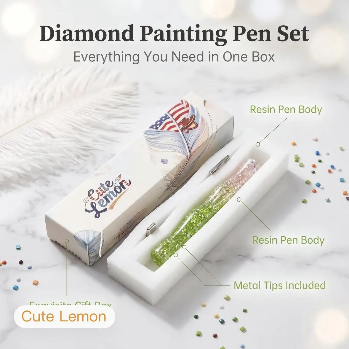 Diamond Painting Pen - Thin Sparkling Liquid Handle Dual-Tip Resin Drill Pen Tip, 5 Colors, Essential Crafting DIY Needlework Tool for Diamond Art Lovers