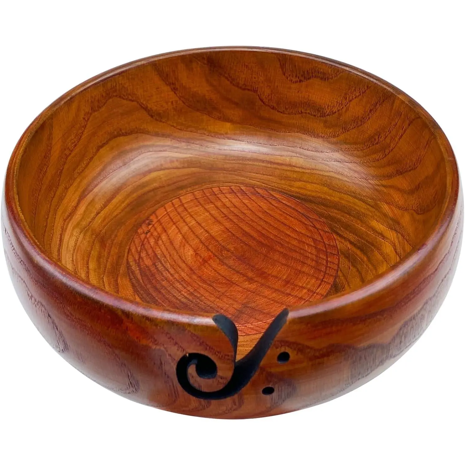Wooden Large Yarn Bowl Knitting Yarn Bowls for Crocheting with Holes Knitting Bowl Storage, Handmade Craft Rosewood Crochet Bowl for Mother's Day and Christmas  8''x3''