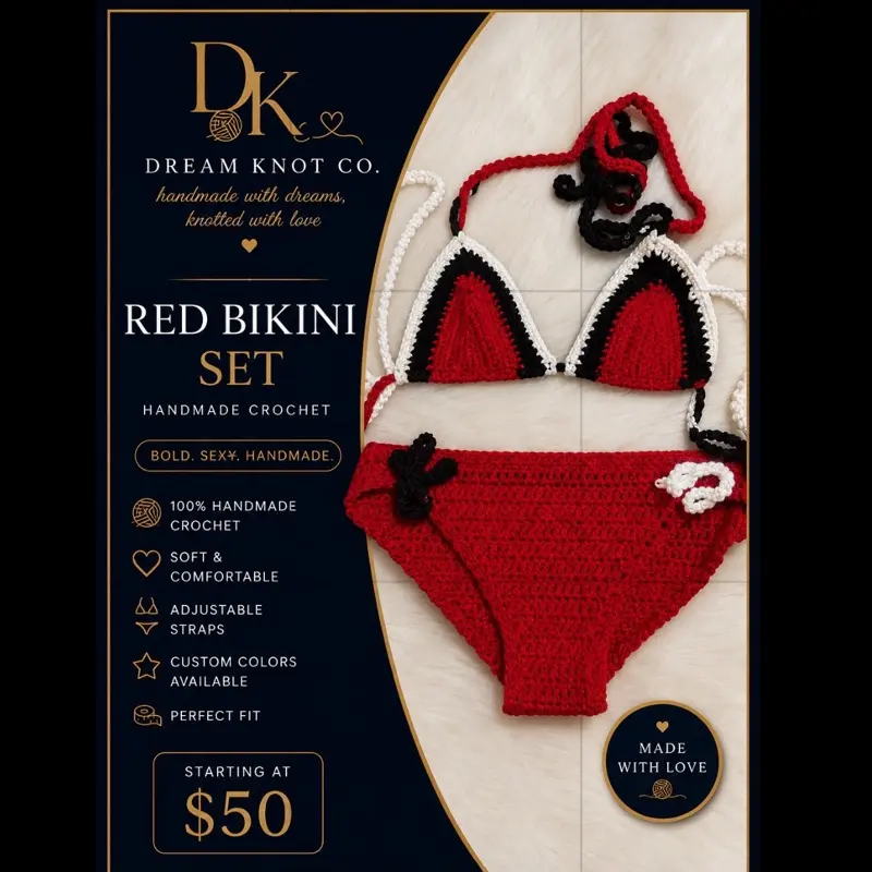Turn heads all summer in our handmade crochet swim bikini set from Dream Knot .Co