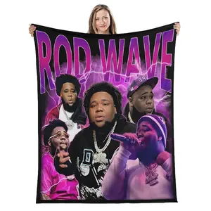 Rod Wave Flannel Blanket – Soft Warm Rap Music Throw Blanket for Fans, Cozy Fleece Bed & Sofa Blanket, Stylish Home Decor, Perfect Gift for Hip-Hop Lovers