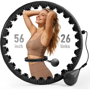 2 in 1 Smart Weighted Fitness Hula Hoop for Adult Weight Loss, 26 Detachable Knots Workout Exercise Hoop Suitable for Women and Beginners