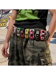 Personality Waist Belt for Women with Colourful Cars Decor Chain Punk Youth Casual Street Style Belt with Ins Versatile Jeans Pants Men's Belt