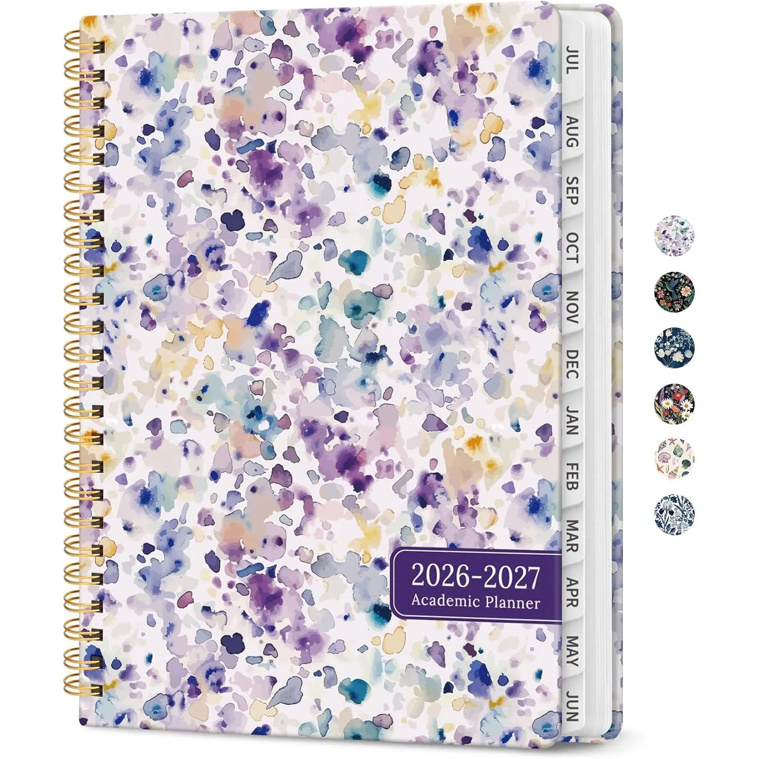 Planner 2026–2027, Academic Year Monthly & Weekly Calendar Book, Jul 2026–Jun 2027, Hardcover Organizer with Tabs, Student & Teacher Planner, 6.3" x 8.5", Purple Blocks