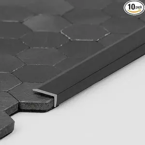 Peel and Stick Metal Edge for Hexagon Tiles (Brushed Black,10 Piece)
