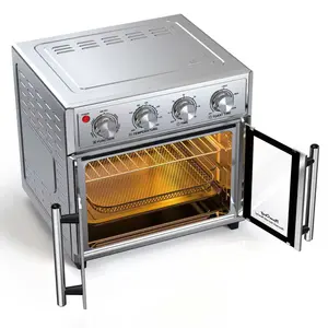 PlumChef 29QT Extra-Large French Double-Door Convection Toaster Oven, 1700W Air Fryer, 7 Preset Menus, 7-in-1 Multi-Function (Bake, Roast, Grill, Toast, Dehydrate, Defrost), Stainless Steel Silvery Countertop Kitchen Appliance