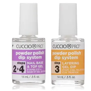 Powder Polish Dip System Steps 2 & 4 Nail Base & Top Gel + Step 3 Layering Gel Duo Set – 0.5 oz Each – Professional Nail Dipping System for Long-Lasting, High-Gloss Finish