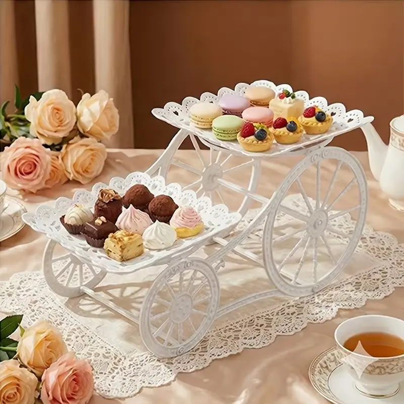 Cute Sweet Dual-Layer Dessert Stand, Party Cake Display Stand, Elegant Design, Perfect for Indoor Afternoon Tea, Birthday Parties, Wedding Receptions, Cake Stands For Party