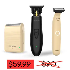 Supreme Trimmer Body & Detail Rechargeable 3-Piece Bundle - T-shaper trimmer, TESTii Bikini/ Groin Trimmer, SOLO Lite - 14 Magnetic Heads, Skin-Safe Technology, Compact Foil Shaver