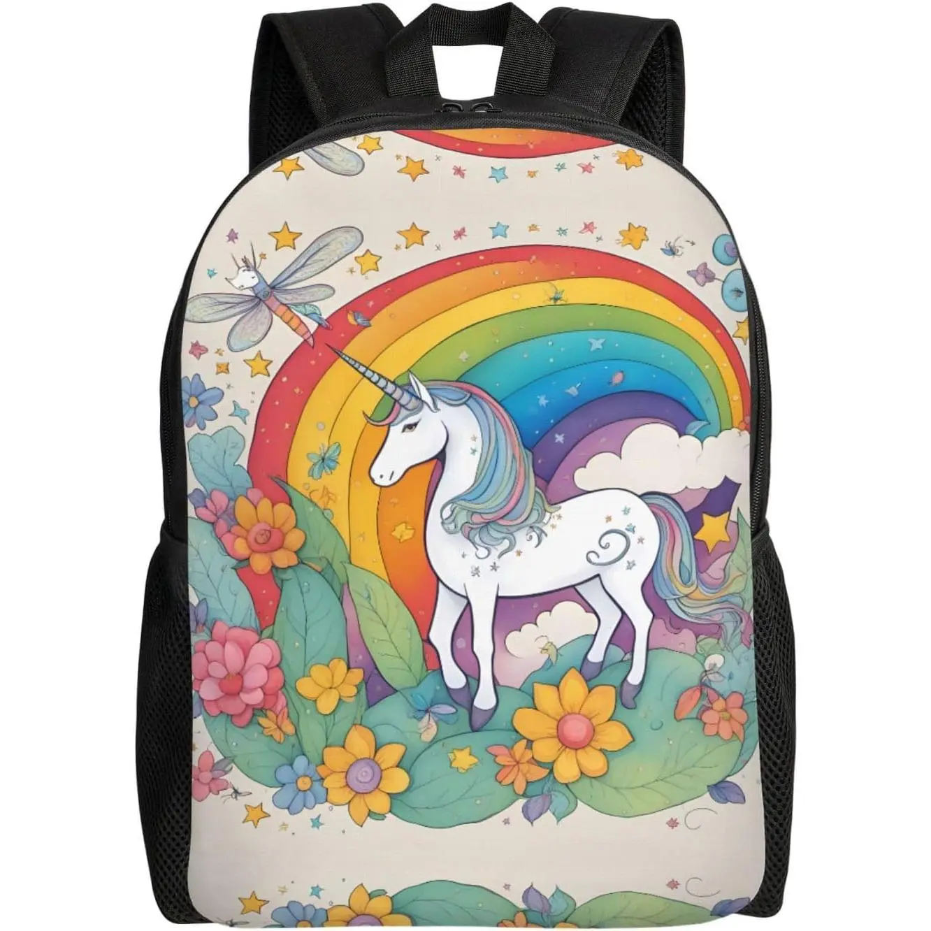 Cartoon Unicorns Pattern Casual Shoulders Classical Basic Travel Backpack Travel And Outdoor Activities